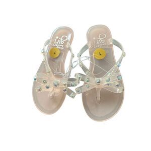 Olivia miller girls jelly sandals sz 1 iridescent stud clear NEW flip flop
